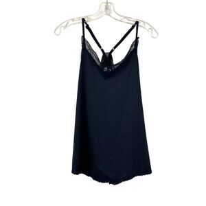QEARAL Women’s Camisole Top Lace Trim Racerback Blue Size Medium